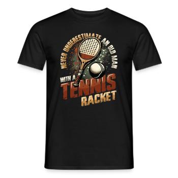 Old Man, Tennis Player, Pensioner, Tennis - Men's T-Shirt - black - Front - AI Model Male 178 light (178cm)