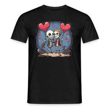 Skully Love Gothic Valentinstag Skelett mit Herzen - Männer T-Shirt - Schwarz - Vorne - AI Model Male 178 light (178cm)
