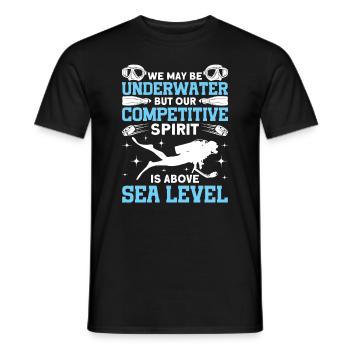 The competition sprint is located above the - Men's T-Shirt - black - Front - AI Model Male 178 light (178cm)