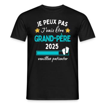 Je peux pas j'vais être Grand-père 2025 Futur Papy - T-shirt homme - noir - Devant - AI Model Male 178 light (178cm)