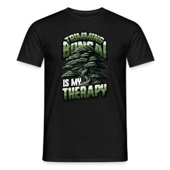 Trimming bonsai is my therapy bonsai - Men's T-Shirt - black - Front - AI Model Male 178 light (178cm)