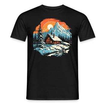 Winter Hut Mountains Snow Skiers Ski - Männer T-Shirt - Schwarz - Vorne - AI Model Male 178 light (178cm)