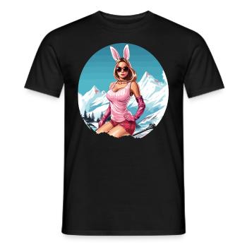 Après Party Mountains Snow Ski Bunny - Men's T-Shirt - black - Front - AI Model Male 178 light (178cm)