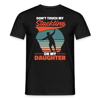 Ne touche pas à ma slackline ni à ma fille - T-shirt homme - noir - Devant - AI Model Male 178 light (178cm)