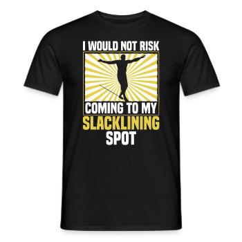 Je ne prendrais pas le risque de venir à mon spot de slackline - T-shirt homme - noir - Devant - AI Model Male 178 light (178cm)