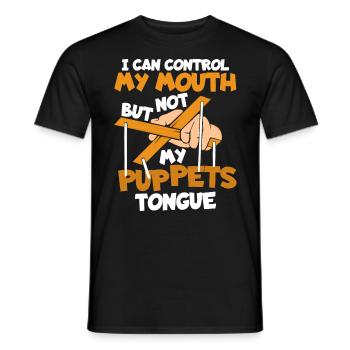 I can control my mouth but not my puppets tongue - Men's T-Shirt - black - Front - AI Model Male 178 light (178cm)