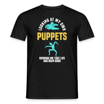 Regarder mes propres marionnettes me rappelle - T-shirt homme - noir - Devant - AI Model Male 178 light (178cm)
