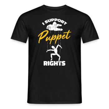 I support puppet rights - Men's T-Shirt - black - Front - AI Model Male 178 light (178cm)