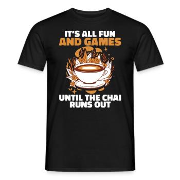Ce n’est que du plaisir et des jeux jusqu’à ce que le chai soit épuisé - T-shirt homme - noir - Devant - AI Model Male 178 light (178cm)