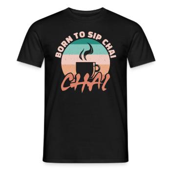 Né pour siroter du chaï - T-shirt homme - noir - Devant - AI Model Male 178 light (178cm)