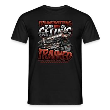 Trainspotting Train Lovers Trains - Men's T-Shirt - black - Front - AI Model Male 178 light (178cm)