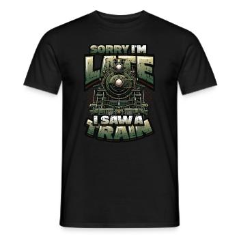 Trainspotting Train Lovers Trains - Men's T-Shirt - black - Front - AI Model Male 178 light (178cm)