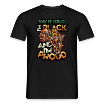 African American Black History - Men's T-Shirt - black - Front - AI Model Male 178 light (178cm)