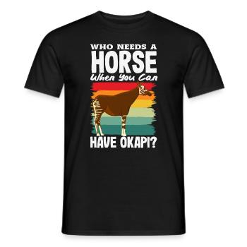 Funny zookeeper okapi lover - Men's T-Shirt - black - Front - AI Model Male 178 light (178cm)