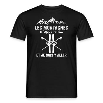 Les montagnes m'appellent cadeau pour les skieurs - T-shirt homme - noir - Devant - AI Model Male 178 light (178cm)