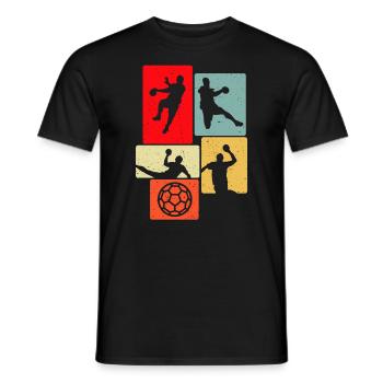 Handball Retro Handballer - Men's T-Shirt - black - Front - AI Model Male 178 light (178cm)