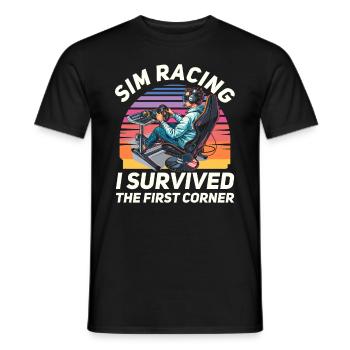 Simulator Cockpit Esports Sim Racing - Männer T-Shirt - Schwarz - Vorne - AI Model Male 178 light (178cm)