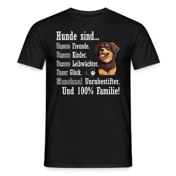 "Dogs are 100% family" Hovawart - Men's T-Shirt - black - Front - AI Model Male 178 light (178cm)