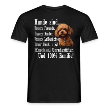"Dogs are 100% family" Poodle - Men's T-Shirt - black - Front - AI Model Male 178 light (178cm)