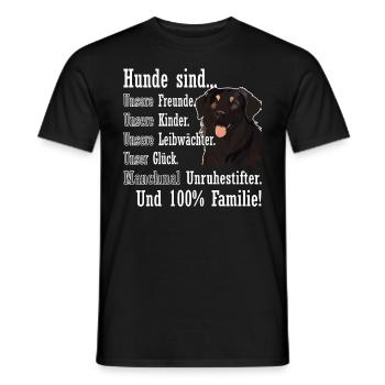 "Dogs are 100% family" Hovawart - Men's T-Shirt - black - Front - AI Model Male 178 light (178cm)