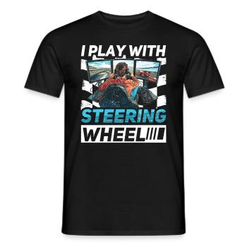Simulator Cockpit Esports Sim Racing - Männer T-Shirt - Schwarz - Vorne - AI Model Male 178 light (178cm)