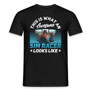 Simulator Cockpit Esports Sim Racing - Männer T-Shirt - Schwarz - Vorne - AI Model Male 178 light (178cm)