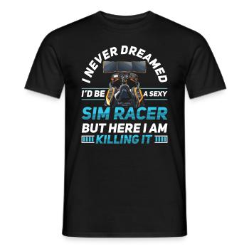 Simulator Cockpit Esports Sim Racing - Männer T-Shirt - Schwarz - Vorne - AI Model Male 178 light (178cm)
