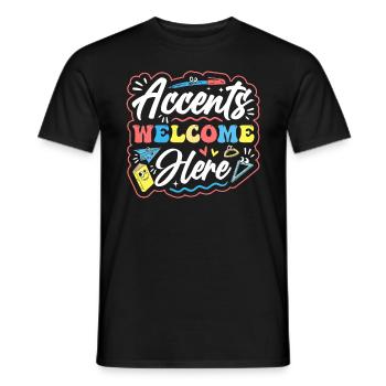 Professeur d’anglais Apprenant d’anglais Professeur d’anglais ELL - T-shirt homme - noir - Devant - AI Model Male 178 light (178cm)