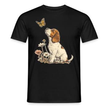 Beagle und Schmetterling - Männer T-Shirt - Schwarz - Vorne - AI Model Male 178 light (178cm)