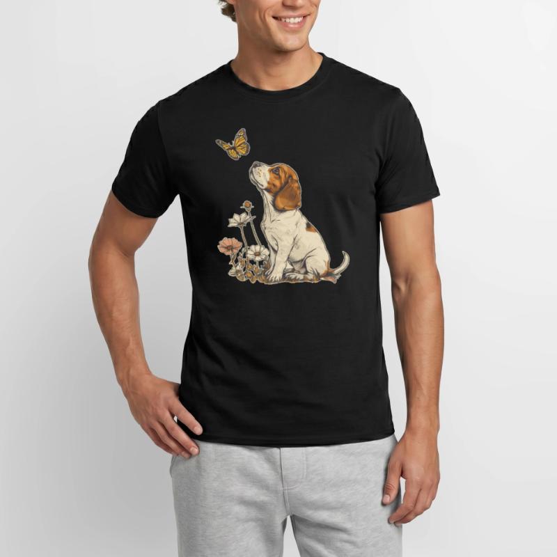 Beagle et papillon T-shirt homme