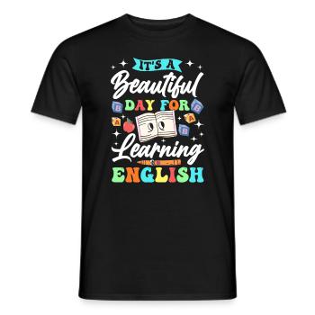 Professeur d’anglais Apprenant d’anglais Professeur d’anglais ELL - T-shirt homme - noir - Devant - AI Model Male 178 light (178cm)
