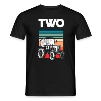 2e anniversaire tracteur 2 ans chemise d’anniversaire - T-shirt homme - noir - Devant - AI Model Male 178 light (178cm)