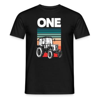 1er anniversaire tracteur 1 an chemise d’anniversaire - T-shirt homme - noir - Devant - AI Model Male 178 light (178cm)
