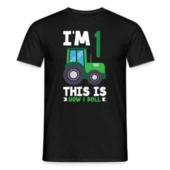 1er anniversaire tracteur 1 an chemise d’anniversaire - T-shirt homme - noir - Devant - AI Model Male 178 light (178cm)