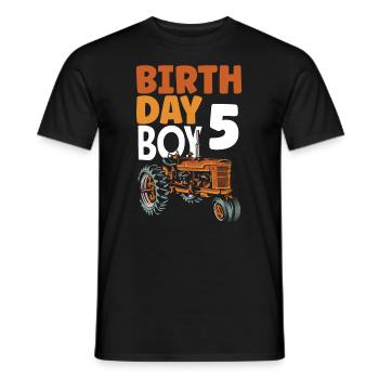 5e anniversaire tracteur 5 ans chemise d’anniversaire - T-shirt homme - noir - Devant - AI Model Male 178 light (178cm)
