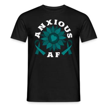 Teal Ribbon PTSD Stress Anxiety Disorder - Men's T-Shirt - black - Front - AI Model Male 178 light (178cm)