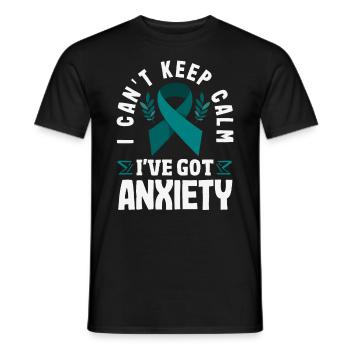 Teal Ribbon PTSD Stress Anxiety Disorder - Men's T-Shirt - black - Front - AI Model Male 178 light (178cm)