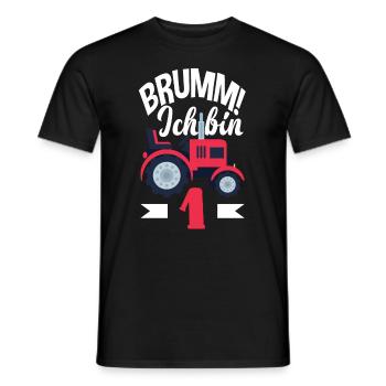 1er anniversaire tracteur 1 an chemise d’anniversaire - T-shirt homme - noir - Devant - AI Model Male 178 light (178cm)
