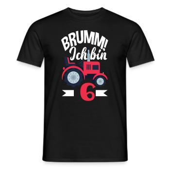 6e anniversaire tracteur 6 ans chemise d’anniversaire - T-shirt homme - noir - Devant - AI Model Male 178 light (178cm)
