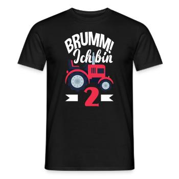 2ème anniversaire tracteur 2 ans chemise d’anniversaire - T-shirt homme - noir - Devant - AI Model Male 178 light (178cm)