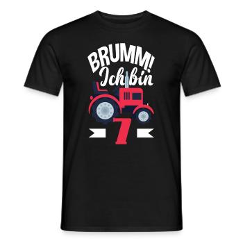 7e anniversaire tracteur 7 ans chemise d’anniversaire - T-shirt homme - noir - Devant - AI Model Male 178 light (178cm)