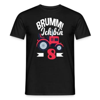 8e anniversaire tracteur 8 ans chemise d’anniversaire - T-shirt homme - noir - Devant - AI Model Male 178 light (178cm)