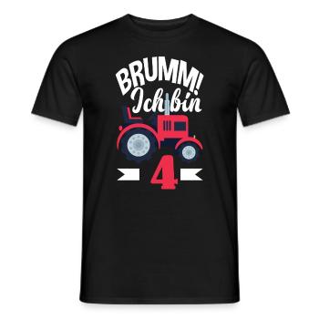 4e anniversaire tracteur 4 ans chemise d’anniversaire - T-shirt homme - noir - Devant - AI Model Male 178 light (178cm)