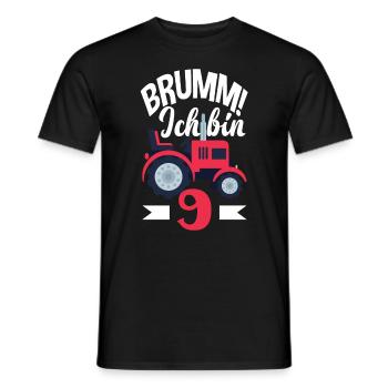 9e anniversaire tracteur 9 ans chemise d’anniversaire - T-shirt homme - noir - Devant - AI Model Male 178 light (178cm)