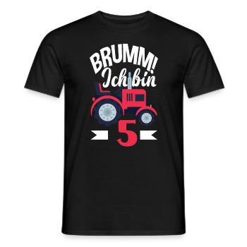 5e anniversaire tracteur 5 ans chemise d’anniversaire - T-shirt homme - noir - Devant - AI Model Male 178 light (178cm)