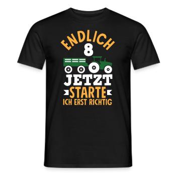 8e anniversaire tracteur 8 ans chemise d’anniversaire - T-shirt homme - noir - Devant - AI Model Male 178 light (178cm)