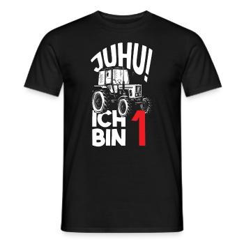 1er anniversaire tracteur 1 an chemise d’anniversaire - T-shirt homme - noir - Devant - AI Model Male 178 light (178cm)