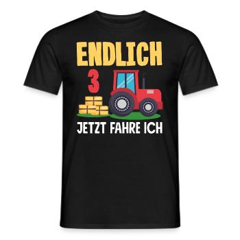 3. Geburtstag Traktor 3 Jahre Geburtstagsshirt - Männer T-Shirt - Schwarz - Vorne - AI Model Male 178 light (178cm)