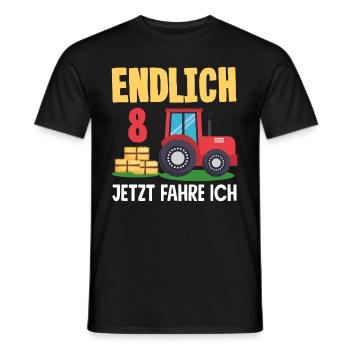 8e anniversaire tracteur 8 ans chemise d’anniversaire - T-shirt homme - noir - Devant - AI Model Male 178 light (178cm)