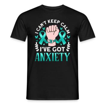 Teal Ribbon PTSD Stress Anxiety Disorder - Men's T-Shirt - black - Front - AI Model Male 178 light (178cm)
